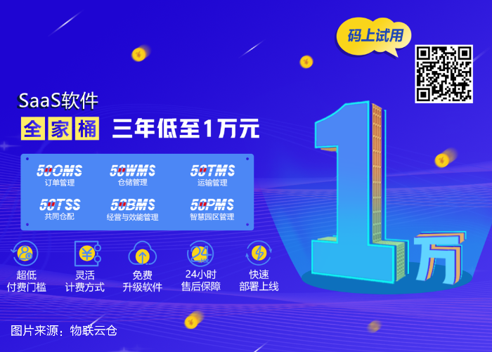 中小企業(ye) 發展加速器！物聯雲(yun) 倉(cang) 物流SaaS全家桶，三年低至1萬(wan) 元